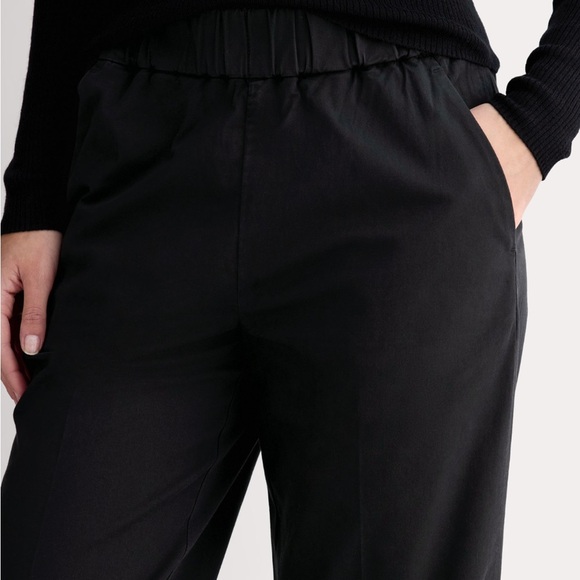 Everlane The Easy Pant Cotton Wide-Leg Pull On Elastic Waist Trousers in Black - Picture 14 of 14